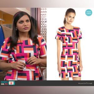 Trina Turk Emilie Dress Geometric Shift Short Sleeve Women’s Size 8 Pink